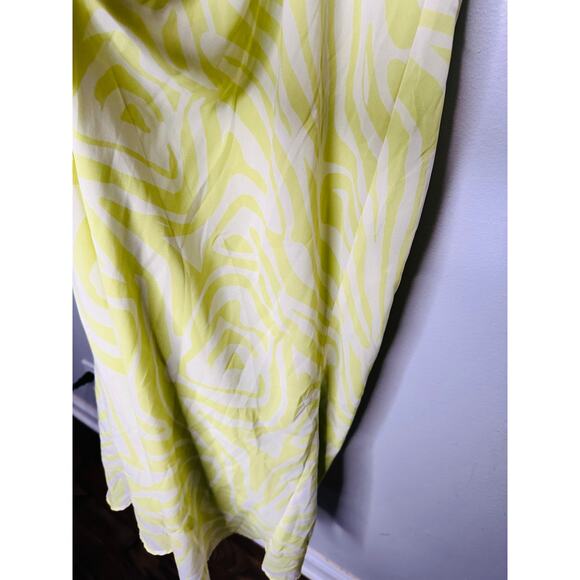 RONNY KOBO X RTR Green Printed Knotted Neckline Waist Cutout Dress Size 4 - Picture 9 of 16